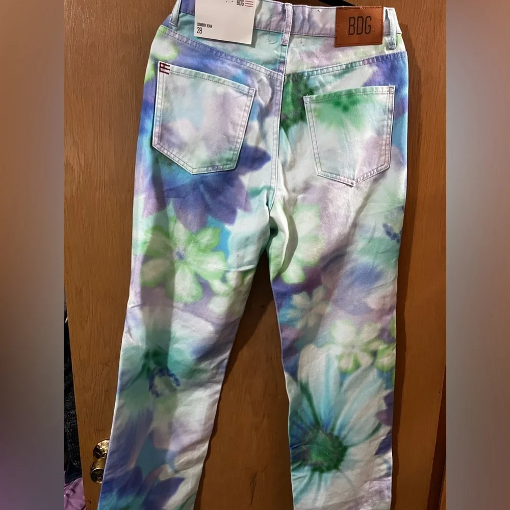 BDG URBAN OUTFITTERS Cowboy Jeans Tie Dye Floral Hippie 5 Pocket Sz 28​​ - Picture 8 of 9
